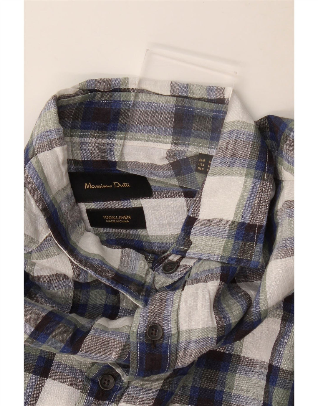 Massimo Dutti herreskjorte stor marineblå ternet linned