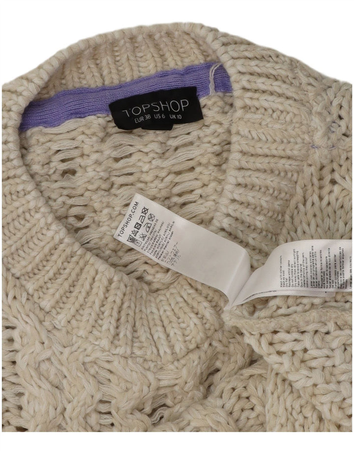 Topshop Dame Crop Boat Neck Jumper Sweater UK 10 Small Off White