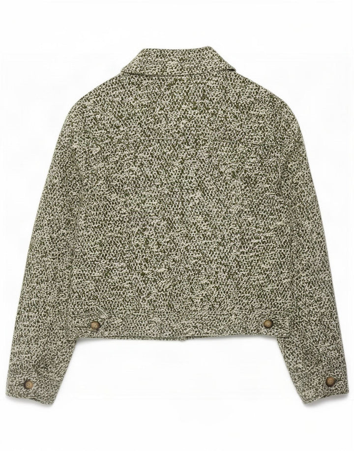 Marks & Spencer Womens Bomber Jacket UK 8 Small Khaki Flecked Polyester