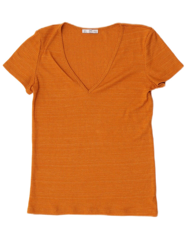 Zara T-Shirt Top UK 10 Small Orange