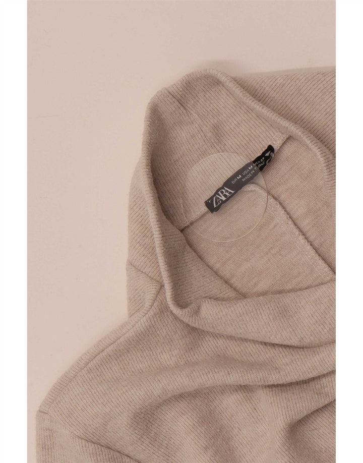 Zara Dame 3/4 Ærm Skift Kjole UK 12 Medium Beige