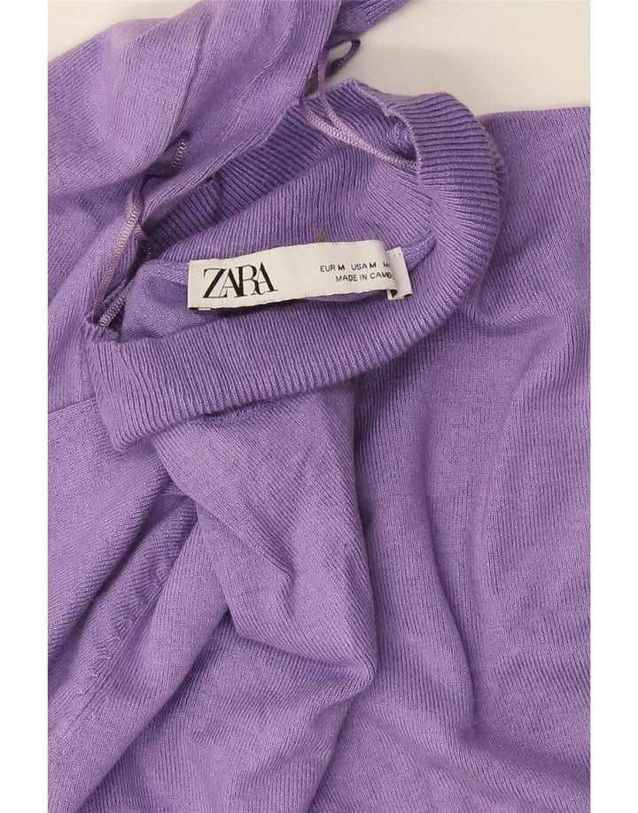 Zara Dame Turtle Neck Jumper Sweater UK 12 Medium Purple