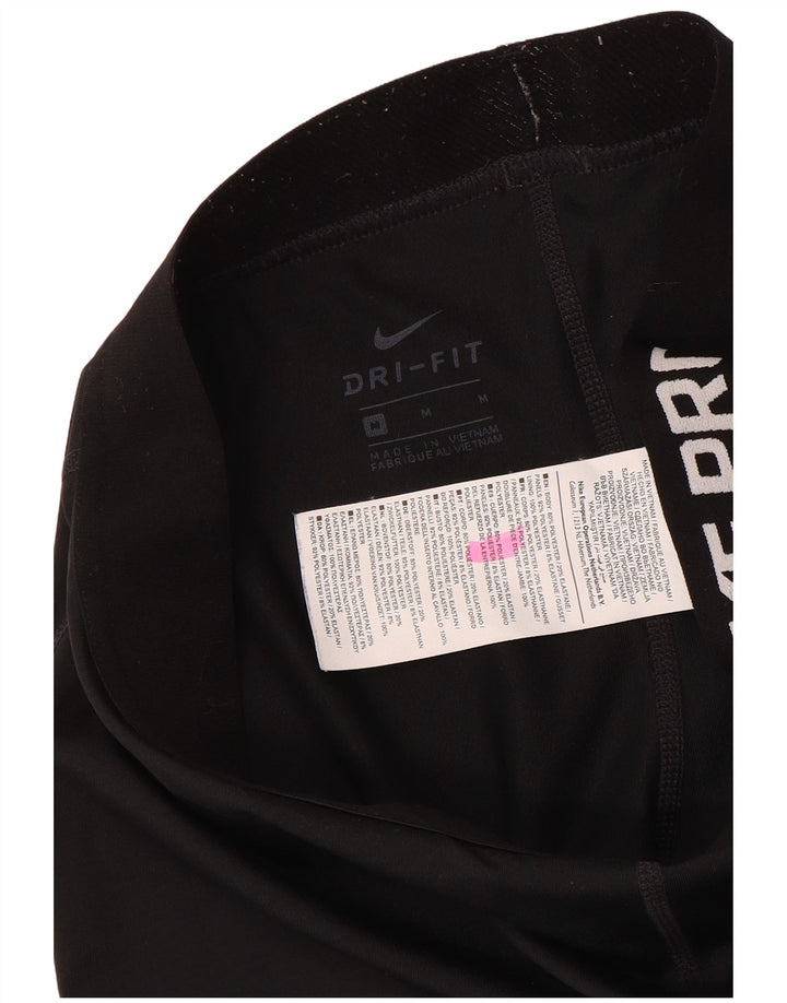 Nike Dame Dri Fit Grafiske Capri Leggings UK 12 Medium Sort Polyester