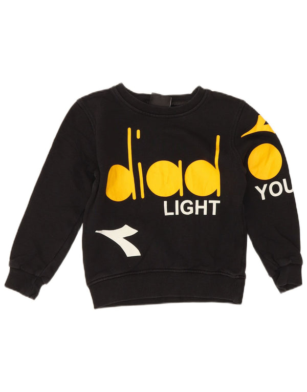 Diadora Boys Grafisk T-Shirt Top 3-4 år Sort Bomuld Sports