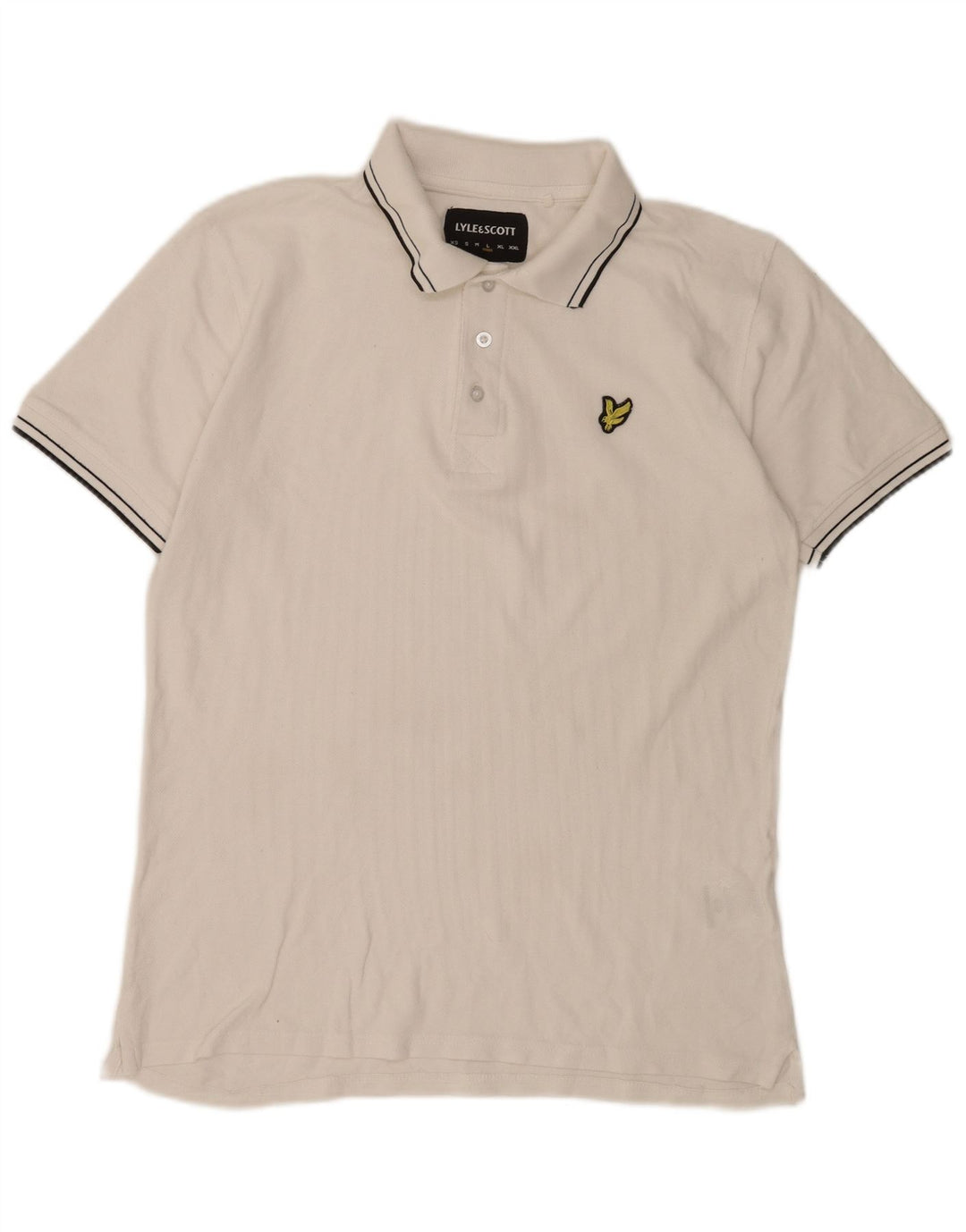 Lyle & Scott herre poloshirt stor hvid stribet bomuld