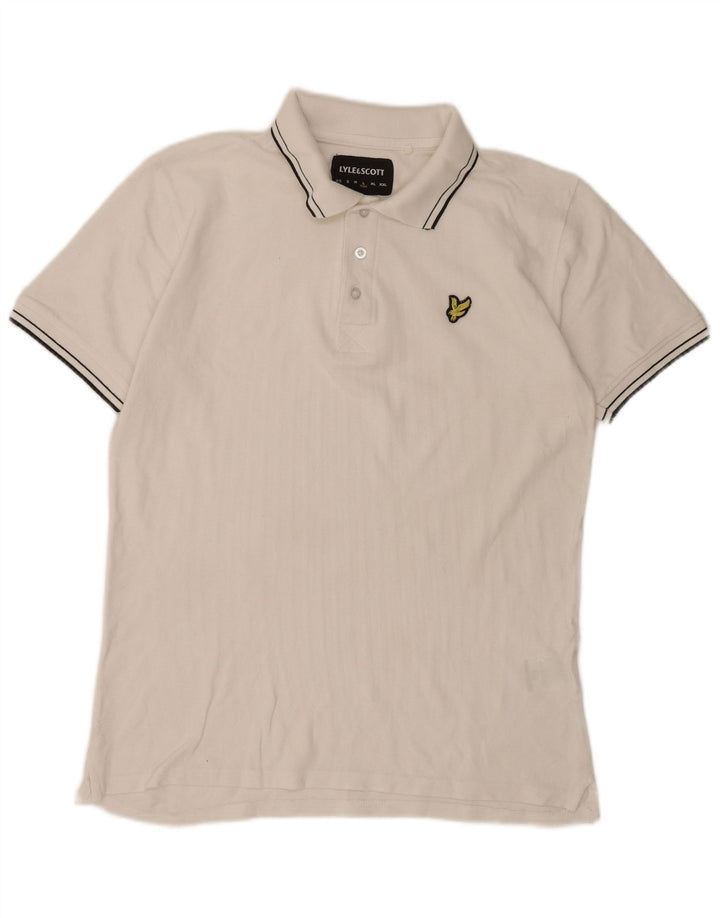 Lyle & Scott herre poloshirt stor hvid stribet bomuld