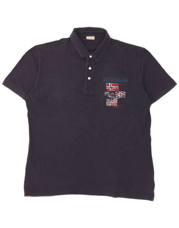 Napapijri Herre Geographic Graphic Polo Shirt 2XL Marineblå Bomuld