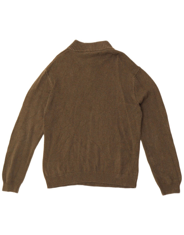 Chaps Herre Zip Neck Jumper Sweater Medium Khaki Bomuld