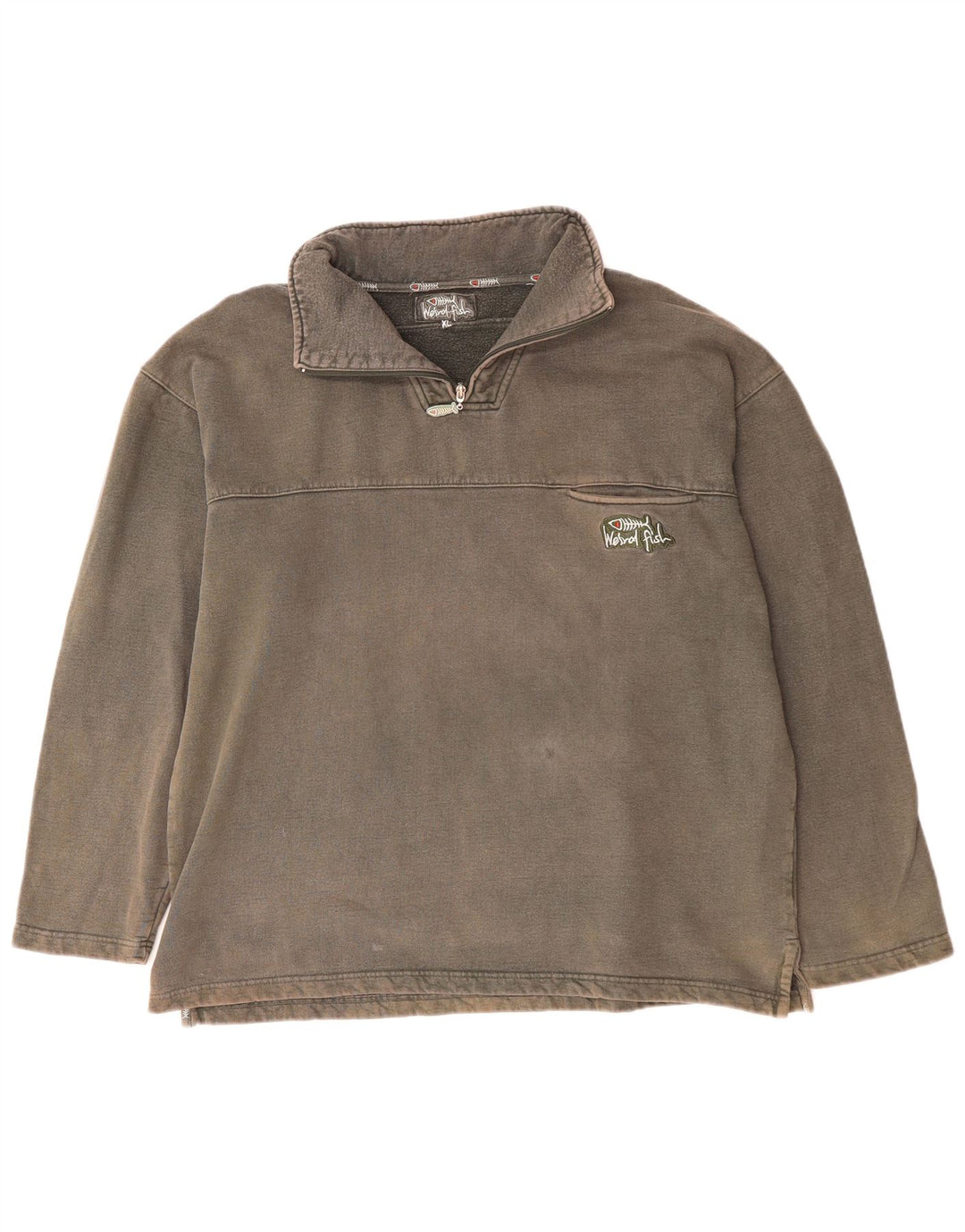 WEIRD FISH Sweatshirt med lynlås til mænd XL Grå bomuld