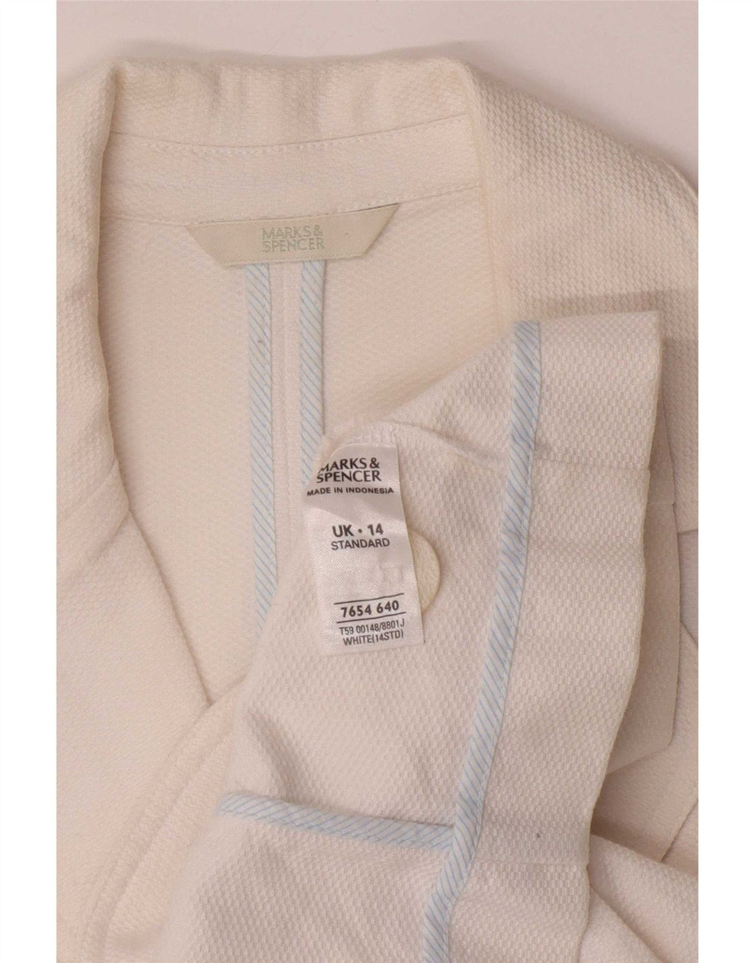 Marks & Spencer Dame 3/4 ærmer 2-knaps blazerjakke UK 14 Medium White
