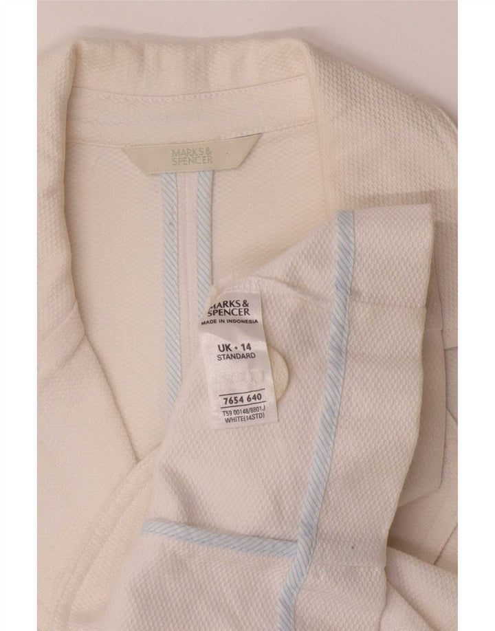 Marks & Spencer Dame 3/4 ærmer 2-knaps blazerjakke UK 14 Medium White