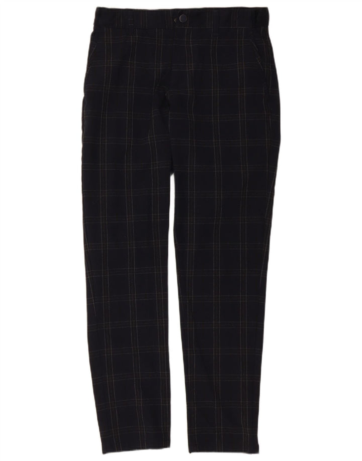 ZARA Slim Chino-bukser til mænd Small W30 L29 Marineblå ternet polyester