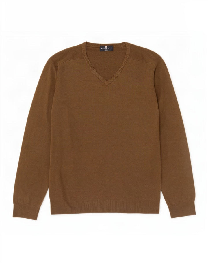 Marks & Spencer Herre Blue Harbor V-hals sweater XL Brun Akryl