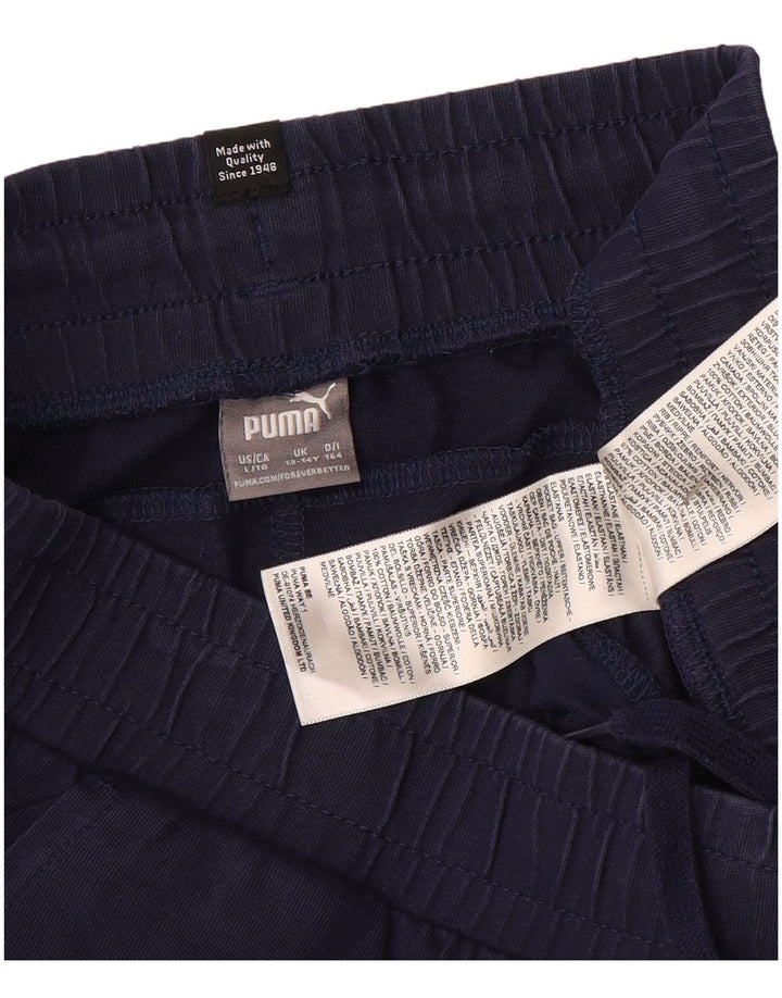 Puma Drenge Træningsdragt Bukser Joggers 13-14 År Marineblå Bomuld