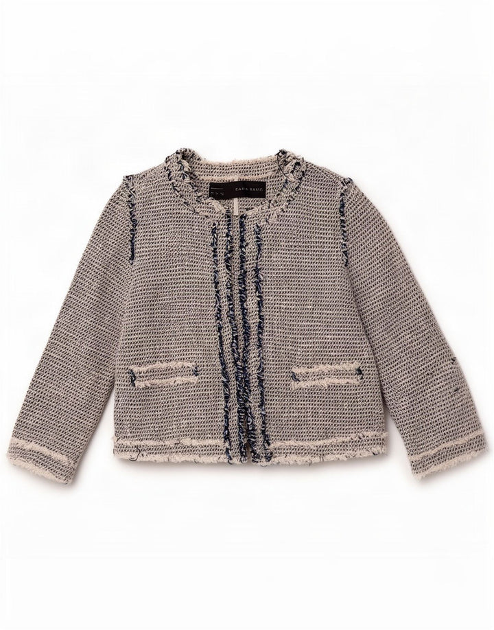 Zara Dame Blazer Jacket UK 12 Medium Grey Bomuld