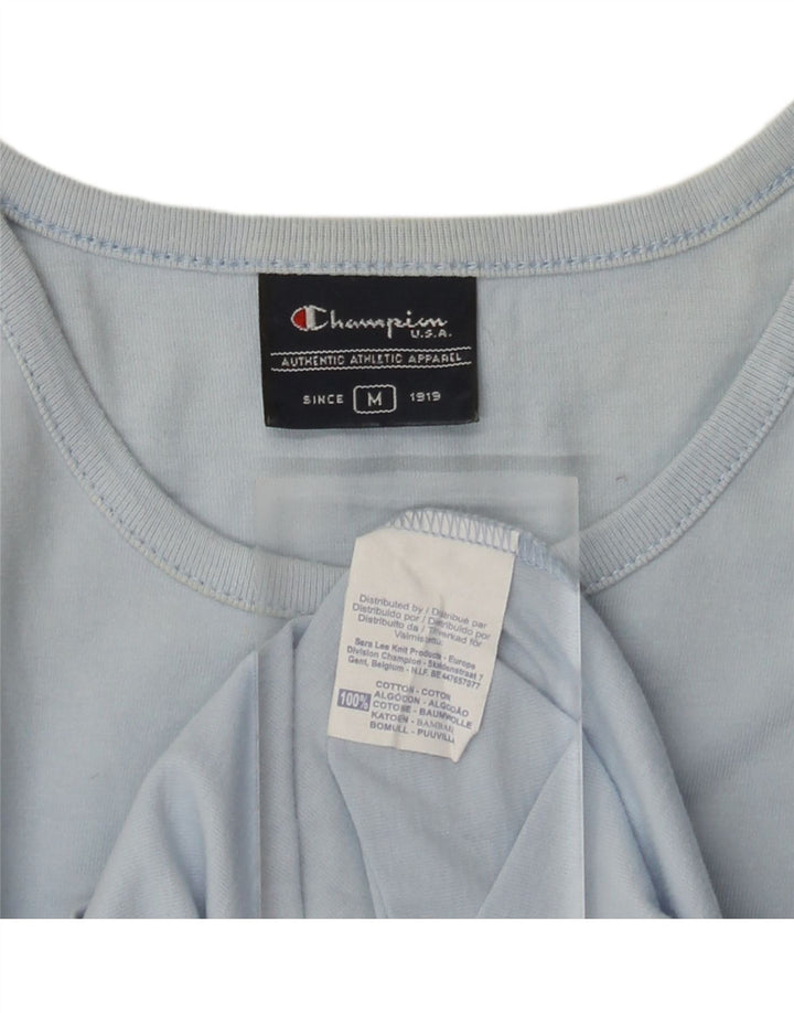 CHAMPION Womens Graphic T-Shirt Top UK 14 Medium Blue Cotton