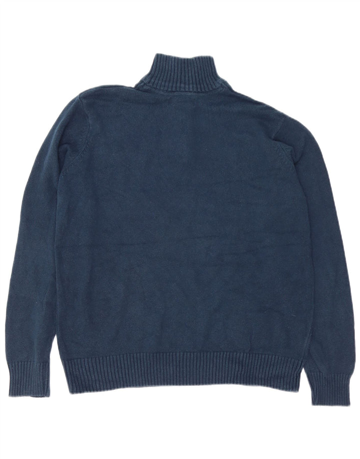 EDDIE BAUER Sweater med lynlås til mænd Large Navy Blue Colourblock