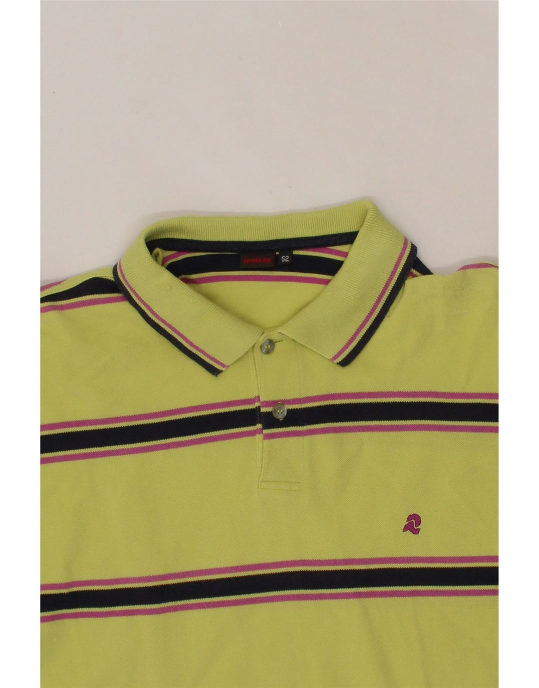 INVICTA Mens Polo Shirt Size 52 Large Yellow Striped Cotton Vintage Invicta and Second-Hand Invicta from Messina Hembry 