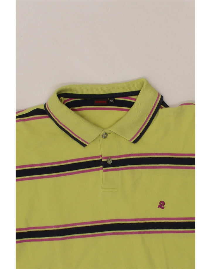 INVICTA Mens Polo Shirt Size 52 Large Yellow Striped Cotton Vintage Invicta and Second-Hand Invicta from Messina Hembry 
