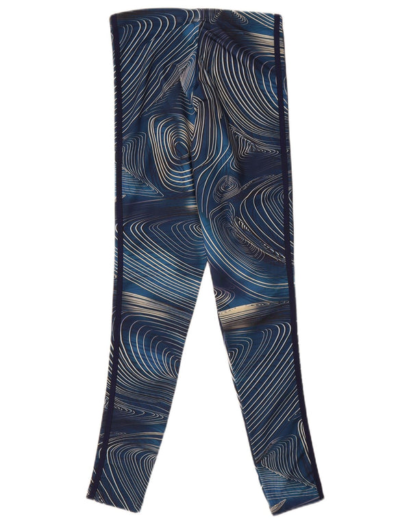 Adidas Dame Leggings med abstrakt mønster UK 8 Small Navy Blue Polyester