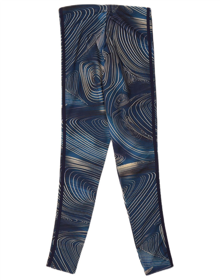 Adidas Dame Leggings med abstrakt mønster UK 8 Small Navy Blue Polyester
