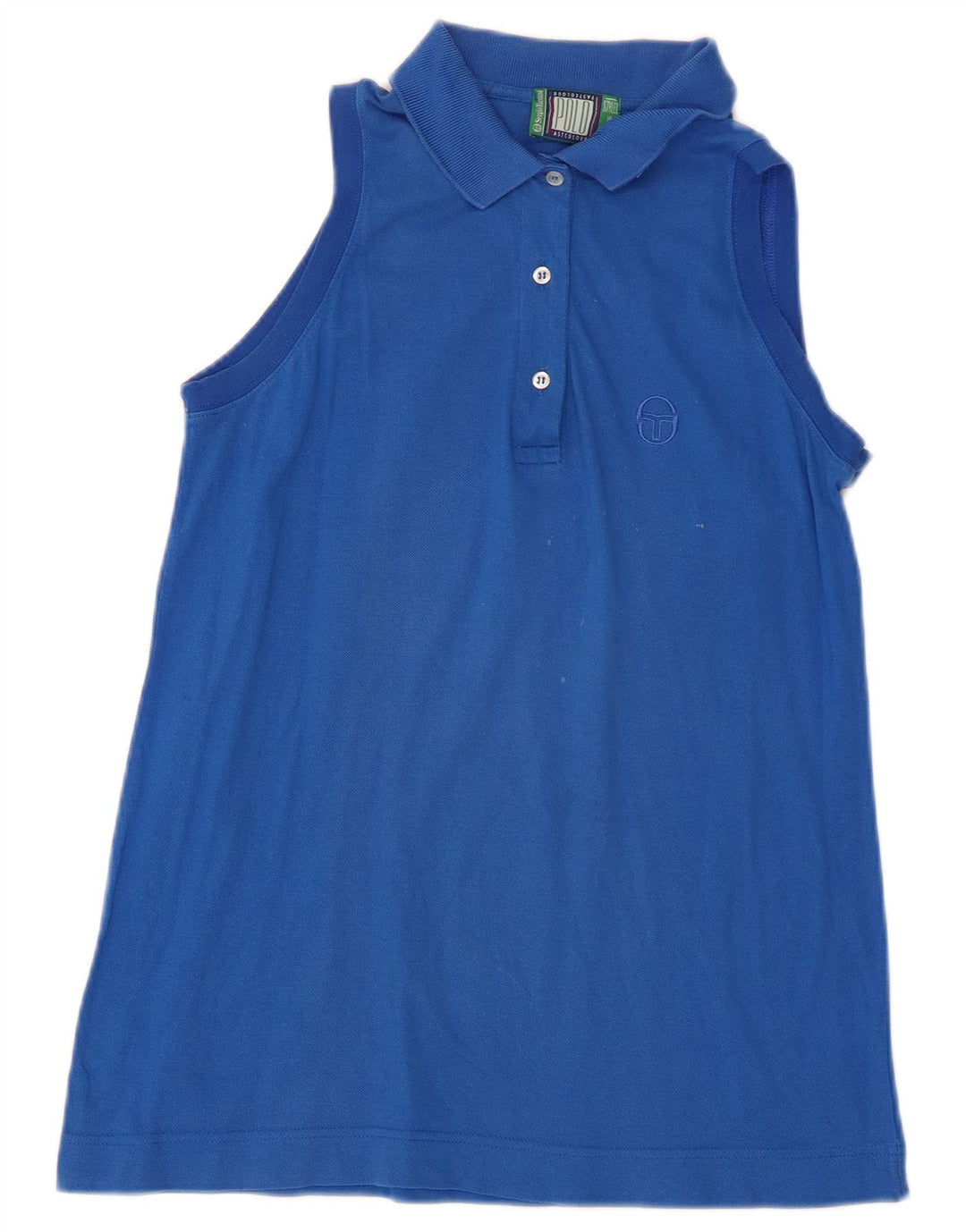 Sergio Tacchini Dame ærmeløs poloshirt IT 44 Medium Blue Cotton