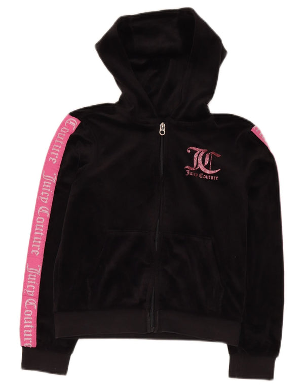 JUICY COUTURE Pige grafisk hættetrøje med lynlås 9-10 år Sort