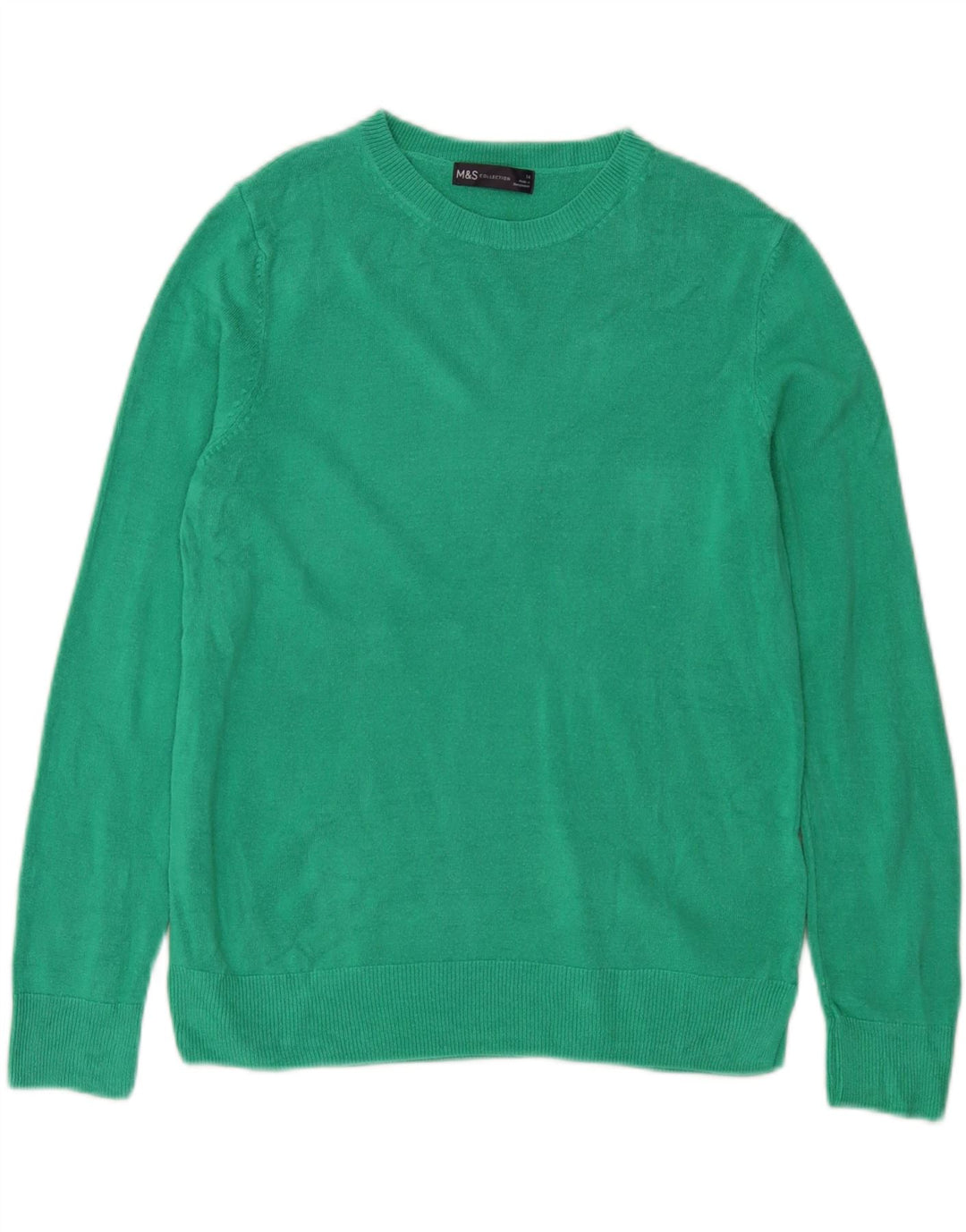 Marks & Spencer Dame sweater med rund hals DK 14 Medium Grøn Akryl