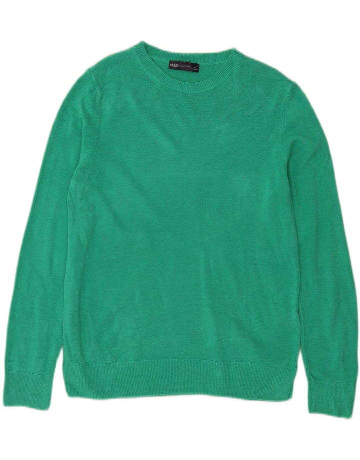 Marks & Spencer Dame sweater med rund hals DK 14 Medium Grøn Akryl