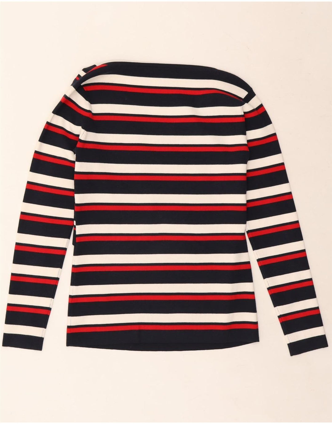 KAREN MILLEN Dame Top Langærmet UK 14 Stor Flerfarvet Stribet