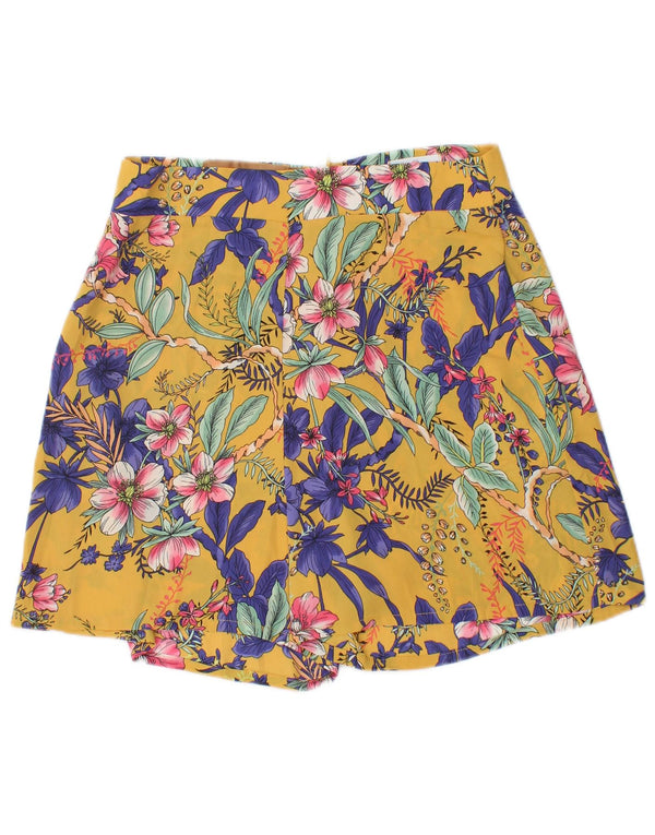 MOTIVI Kvinder Højtalje Casual Shorts UK 14 Large W28 Yellow Floral