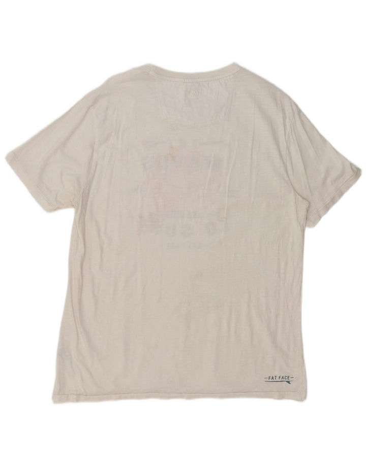 Fat Face Herre Grafisk T-Shirt Top Stor Hvid Bomuld