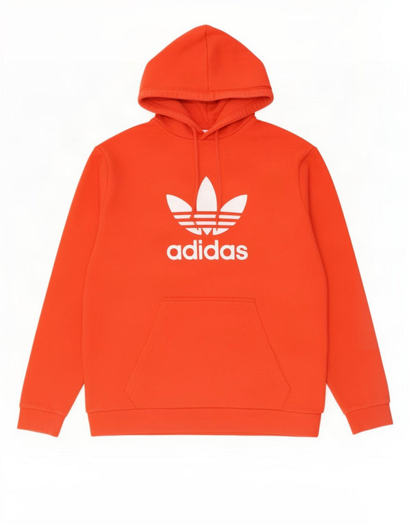 Adidas Mens Graphic Hoodie Jumper Large Red Cotton