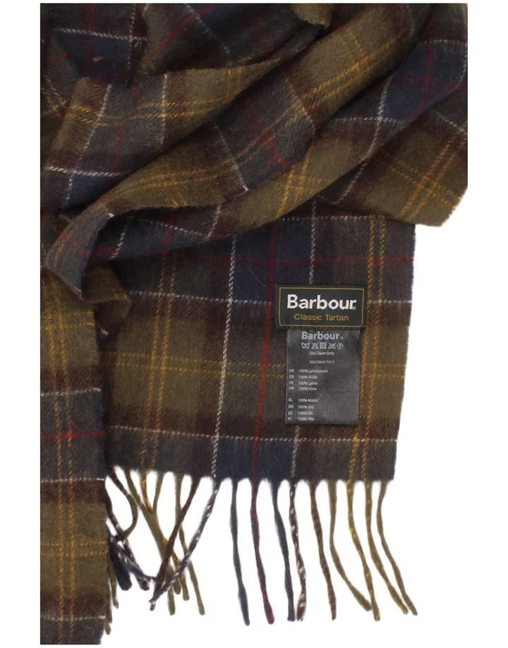 Barbour herre rektangel tørklæde One Size Khaki Plaid lammeuld Classic