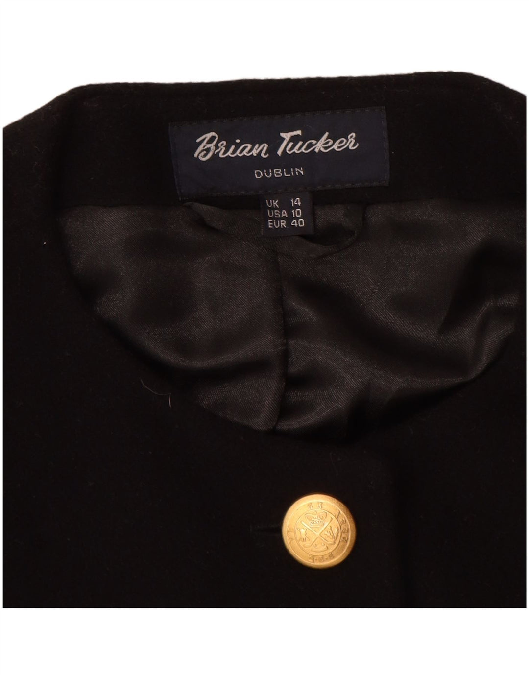 Brian Tucker Dame 5 Button Blazer Jacket UK 14 Large Black Wool