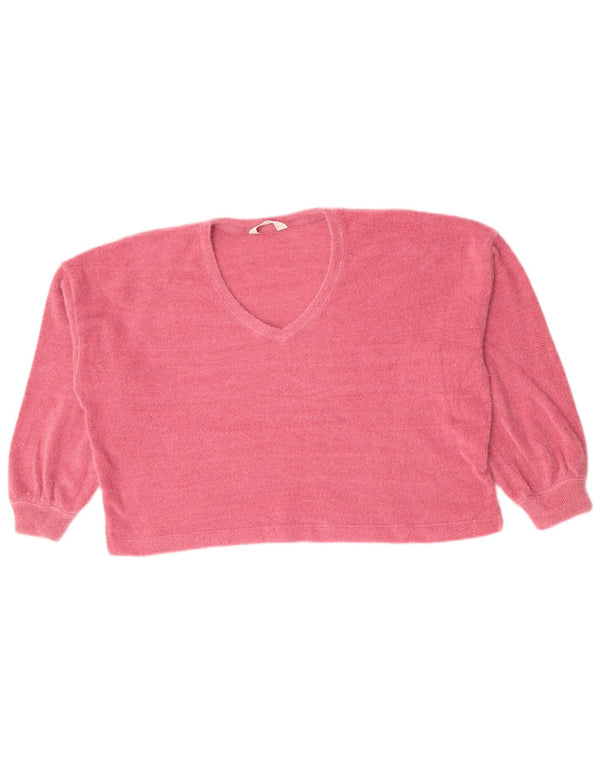 Marks & Spencer Womens Crop V-hals sweater UK 16 Large Pink