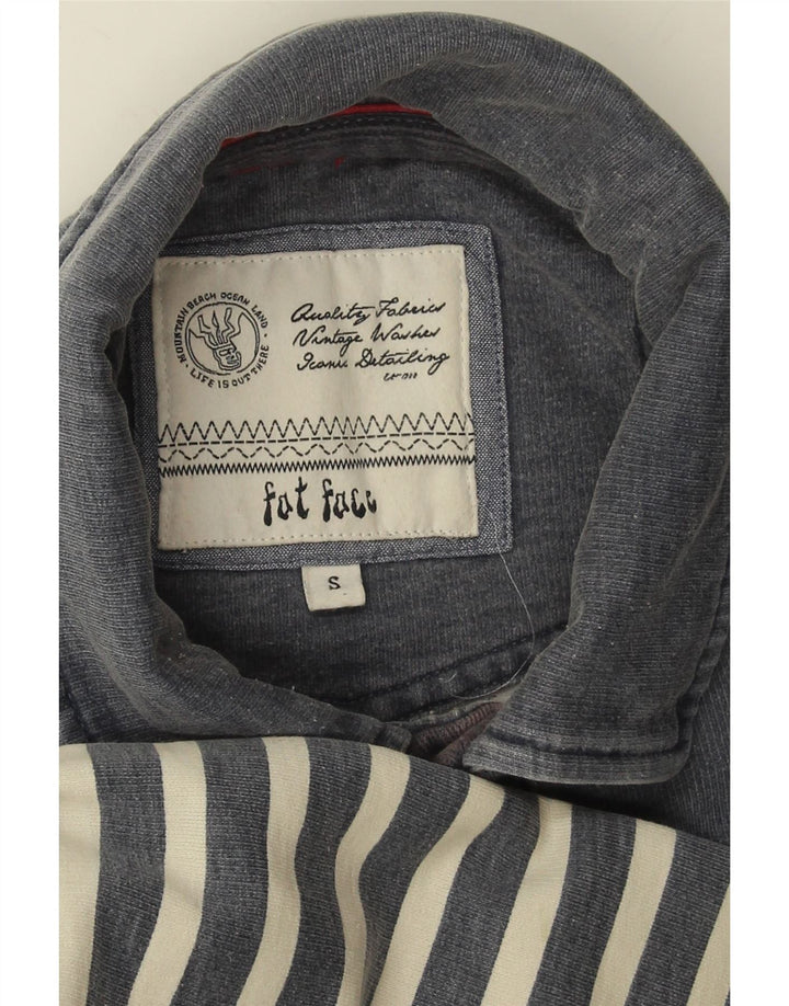 Fat Face Herre Polo Neck Sweatshirt Jumper lille blå stribet bomuld