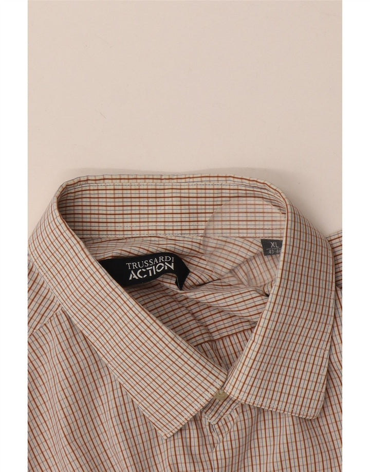 Trussardi Herreskjorte Størrelse 43/44 XL Brun Gingham