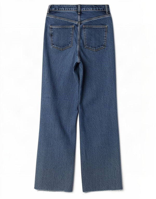 Zara Dame Jeans med brede ben EU 36 XS W26 L31 Blå Bomuld