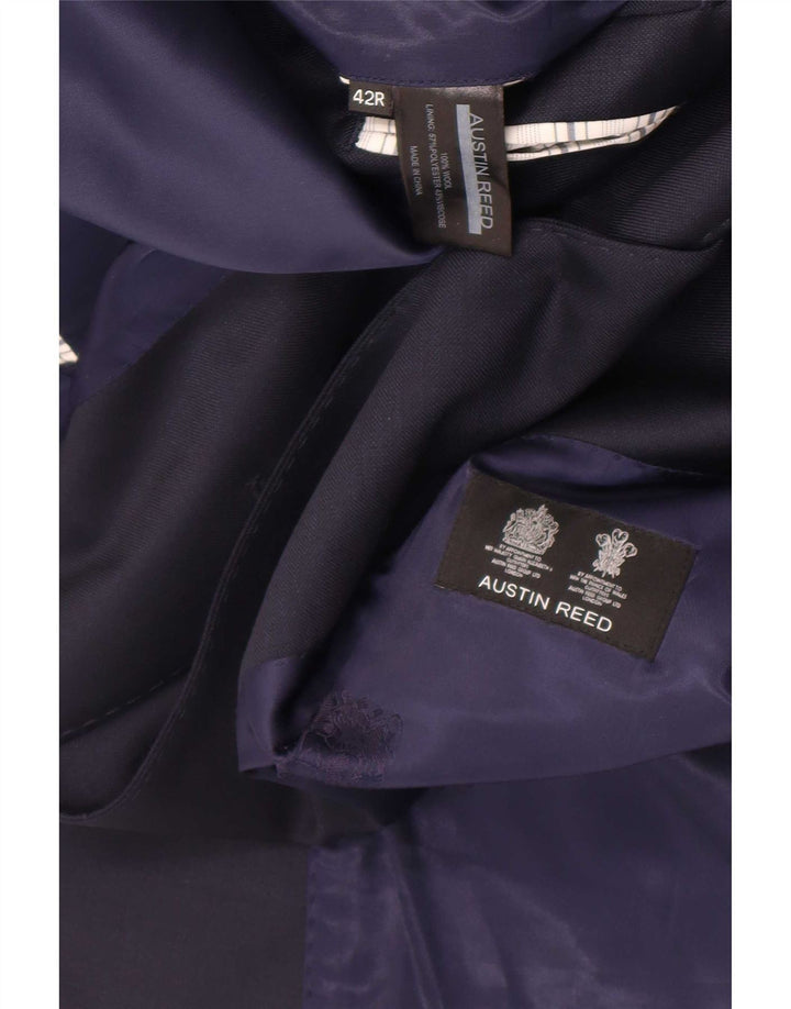 Austin Reed Herre 2 Button Blazer Jacket UK 42 XL Navy Blue Wool
