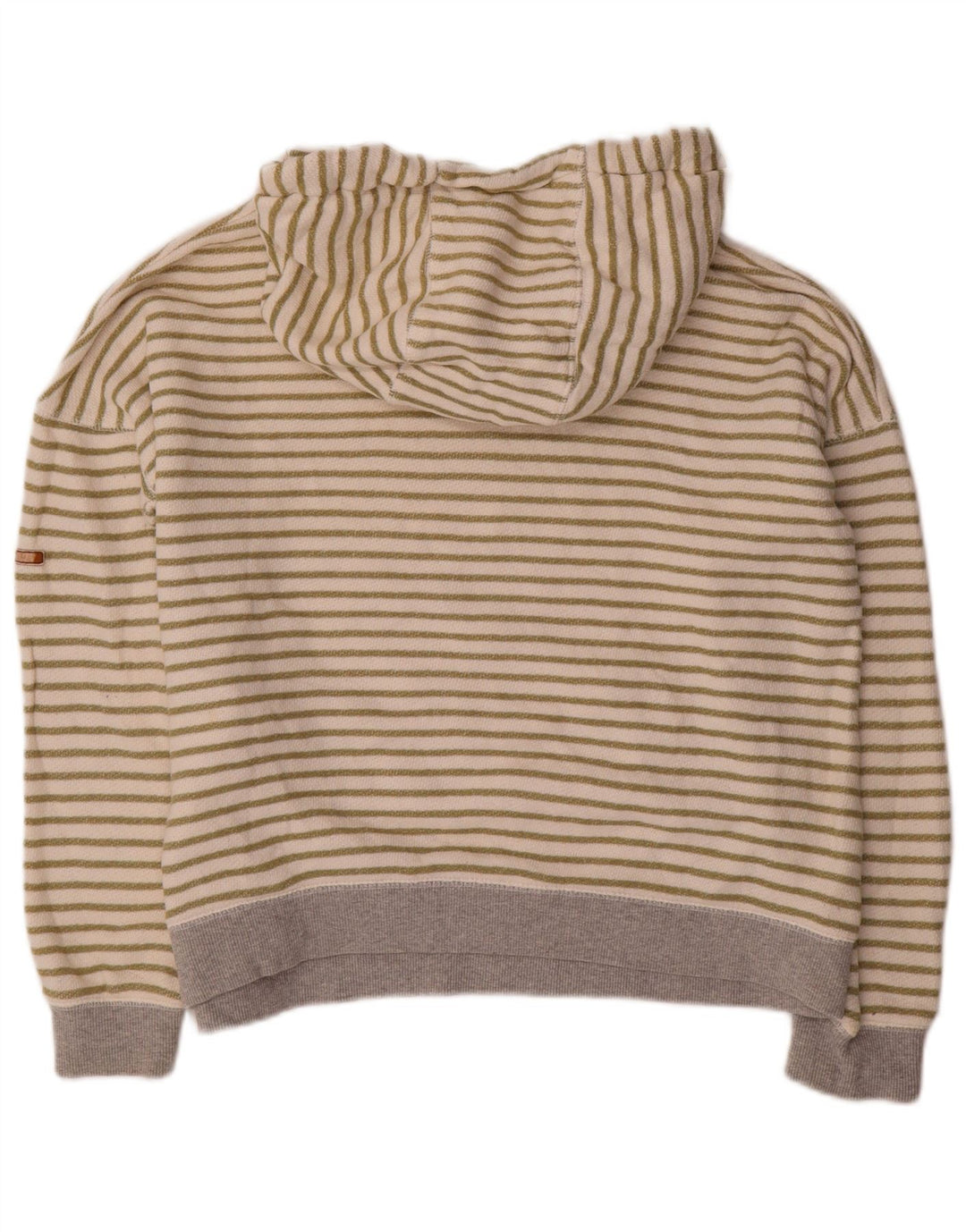 ROXY Dame Oversized hættetrøje Jumper UK 16 Large Off White stribet bomuld