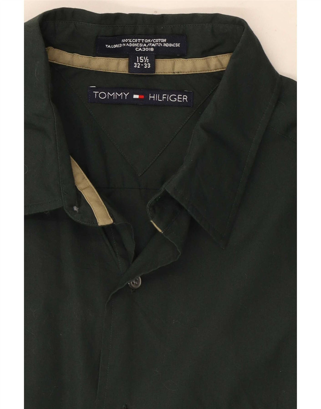 Tommy Hilfiger Herreskjorte Størrelse 15 1/2 Medium Grøn Bomuld