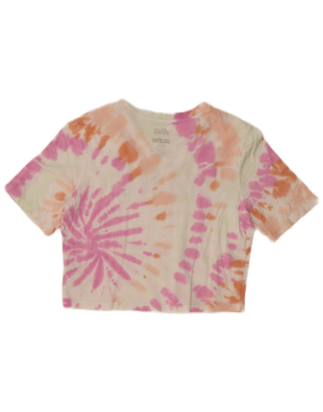 VANS Dame Crop Grafisk T-Shirt Top UK 8 Small Multicolor Tie Dye