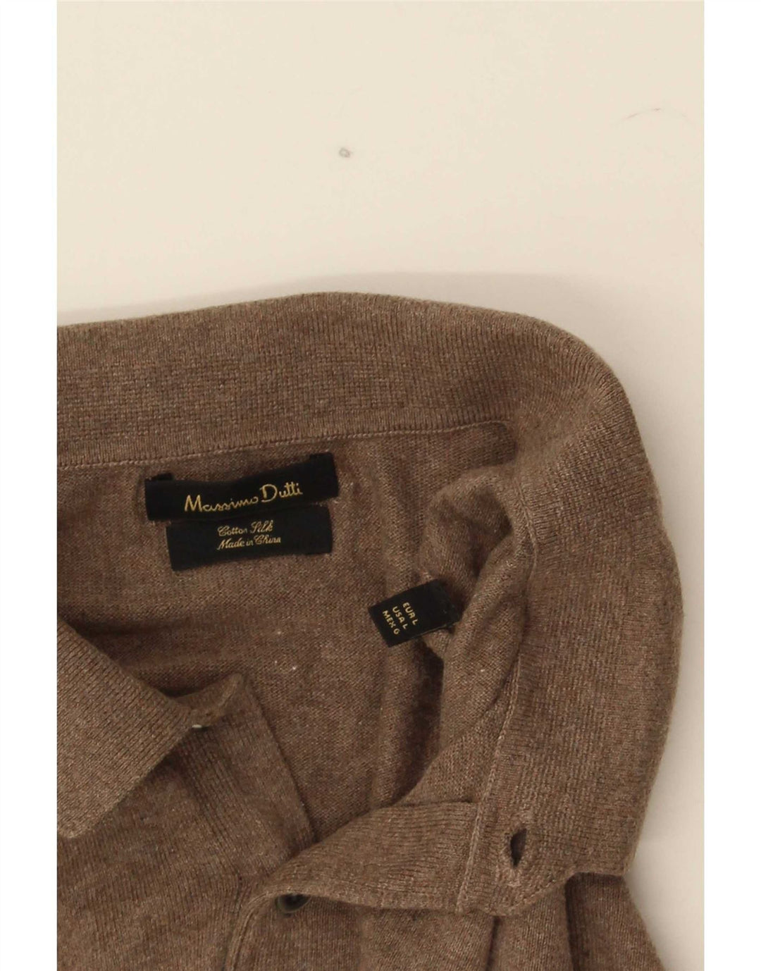 Massimo Dutti Herre Polo Neck Jumper Sweater Stor Brun Bomuld