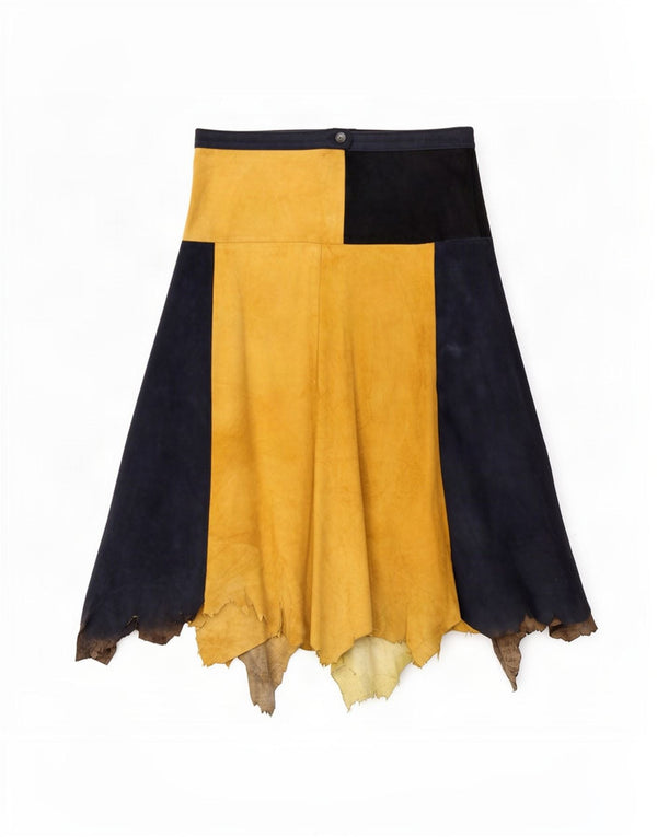 Vintage kvinders asymmetrisk nederdel Medium W28 Flerfarvet Colourblock