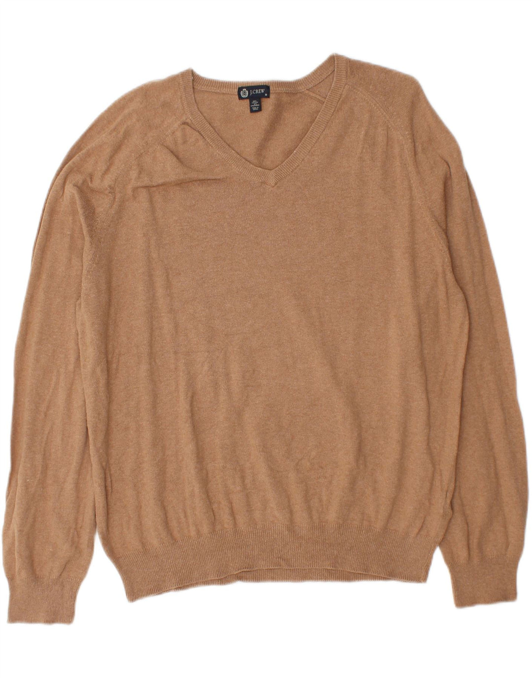 J. CREW Womens V-Neck Jumper Sweater UK 14 Medium Beige Cotton Vintage J. Crew and Second-Hand J. Crew from Messina Hembry 