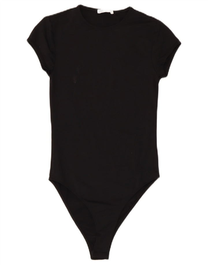 Zara Womens Bodysuit UK 8 Small Black Polyamide