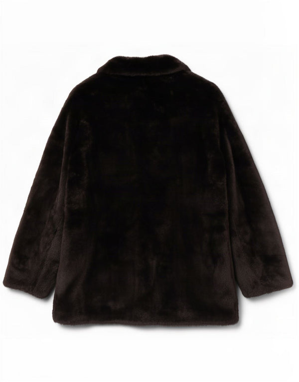 Marks & Spencer Dame imiteret Pelsjakke UK 14 Medium Sort Polyester