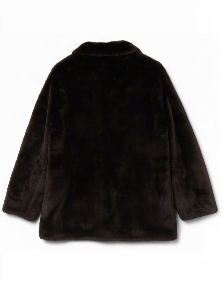 Marks & Spencer Dame imiteret Pelsjakke UK 14 Medium Sort Polyester