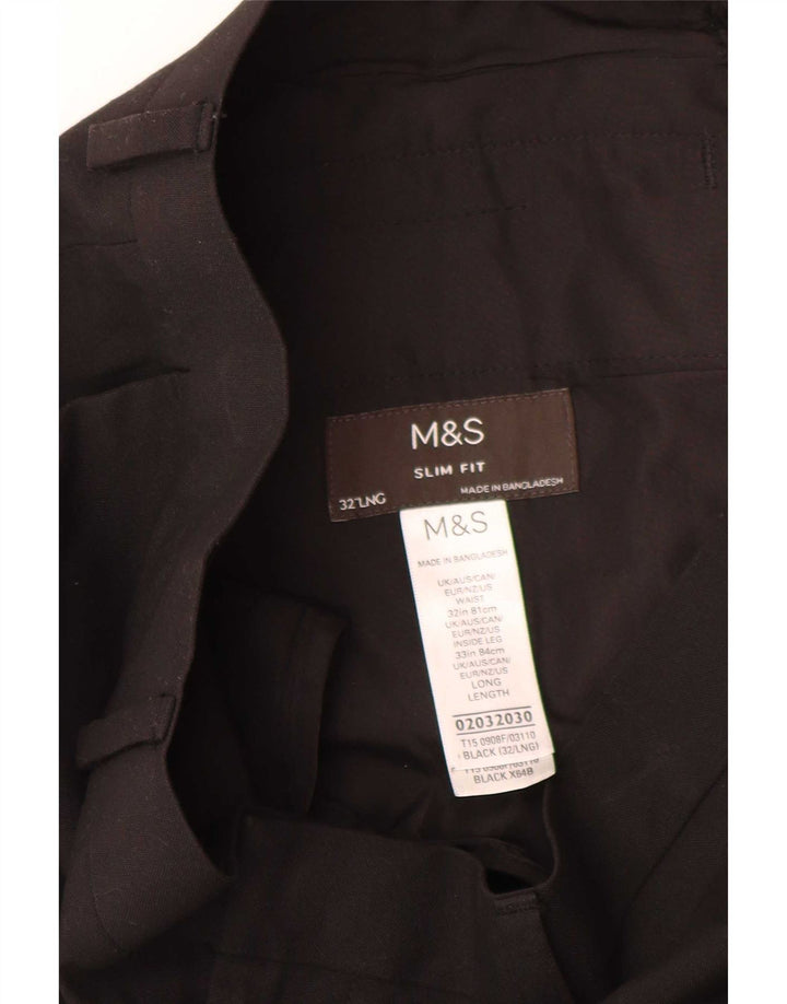 Marks & Spencer Herre Slim Fit Suit Bukser W32 L33 Sort Polyester